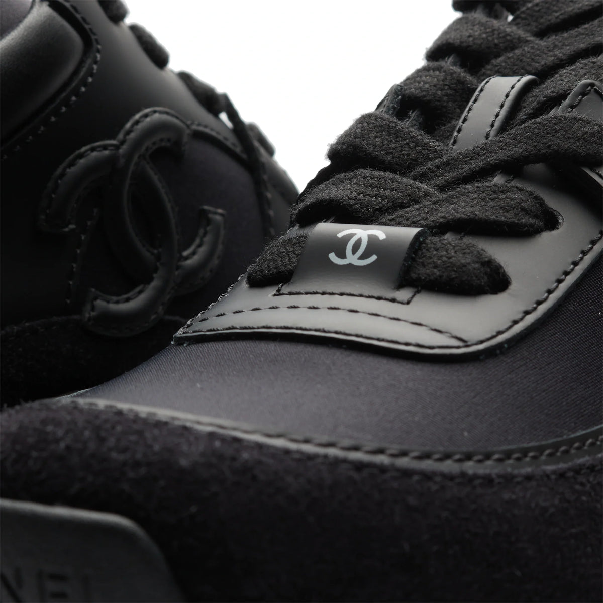 Chanel CC Logo Suede Triple Black Sneaker