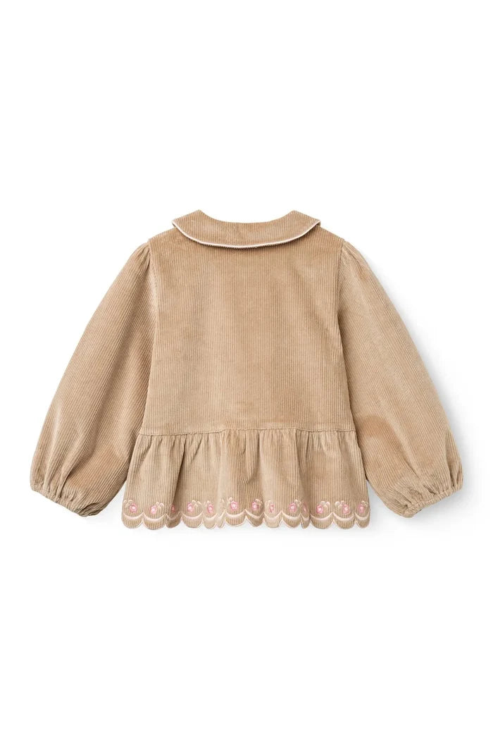 Copenhagen Colors- Corduroy Blouse W Embroidery in Beige