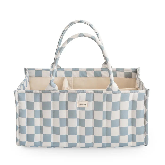 Mushie - Diaper Caddy in Blue Check