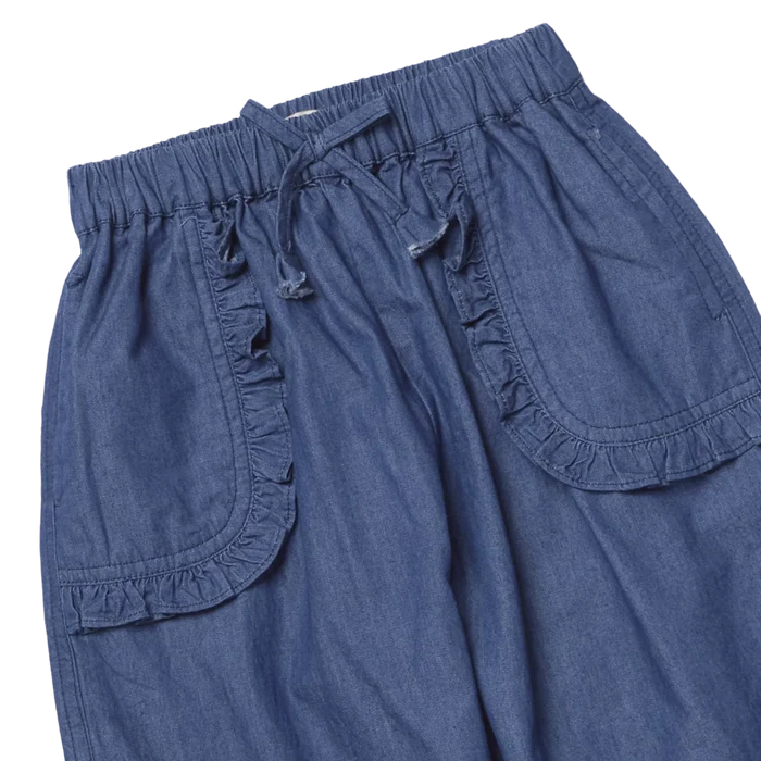 Pink Chicken – Girls Ruffle Chambray Pant