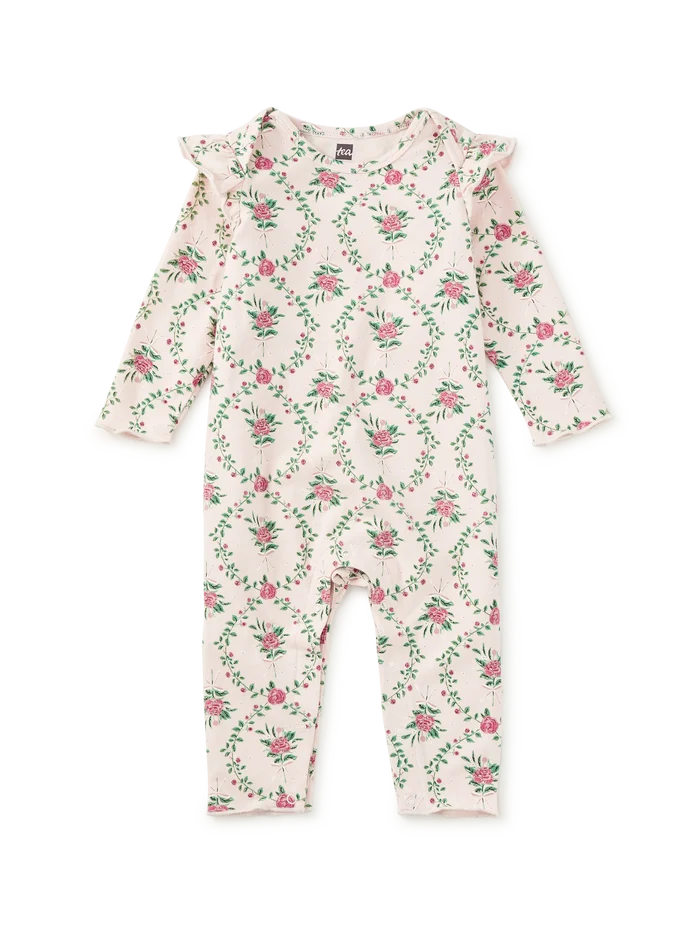 Tea Collection – Ruffle Shoulder Baby Romper in Floral