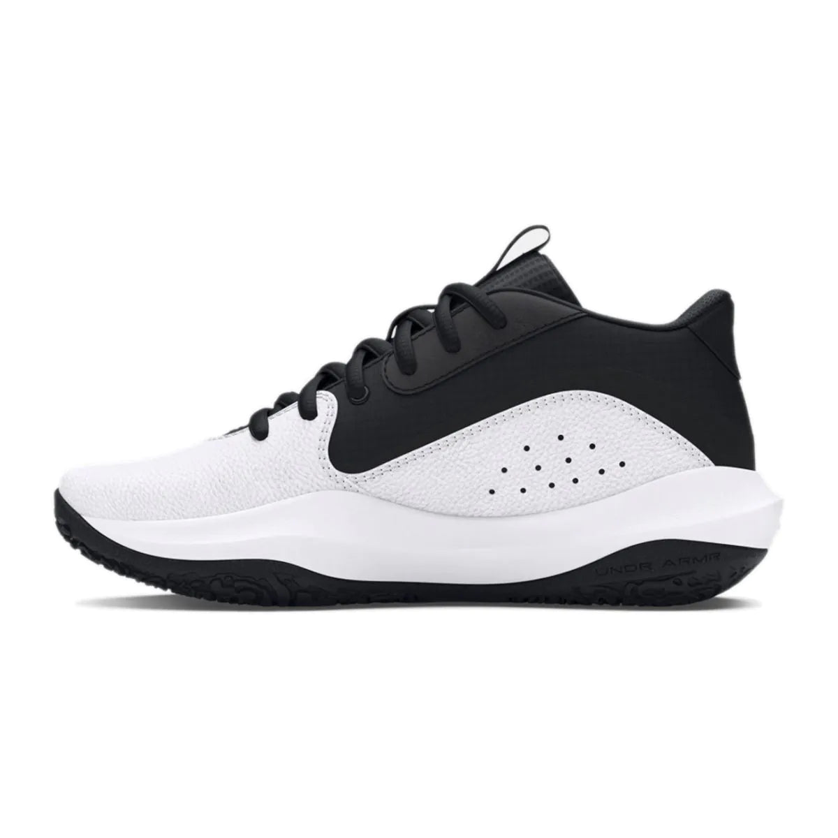 Big Kids' Under Armour Lockdown 7 Basketball Shoes "White Black"