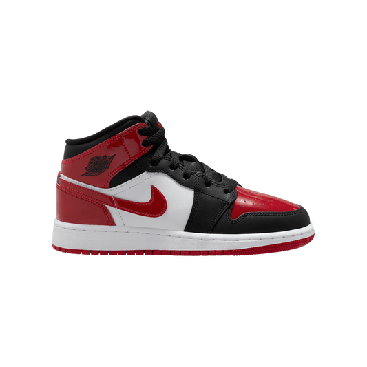 Big Kids' Air Jordan 1 Mid "Patent Bred Toe"