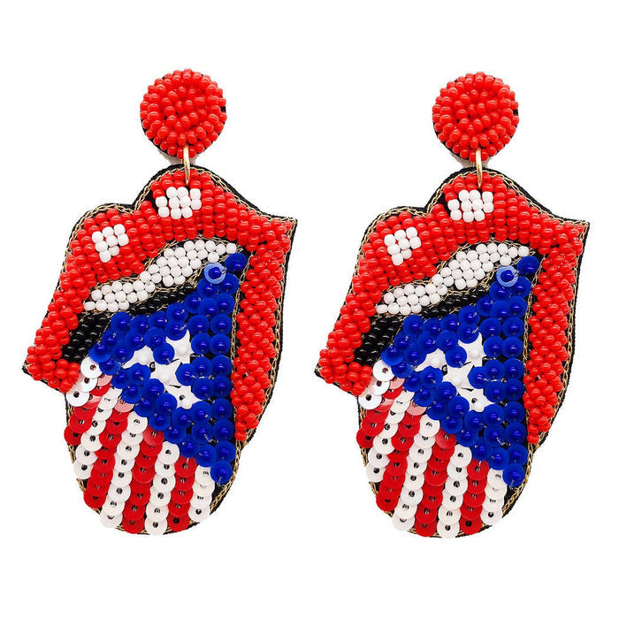 BEADED POST USA EARRINGS