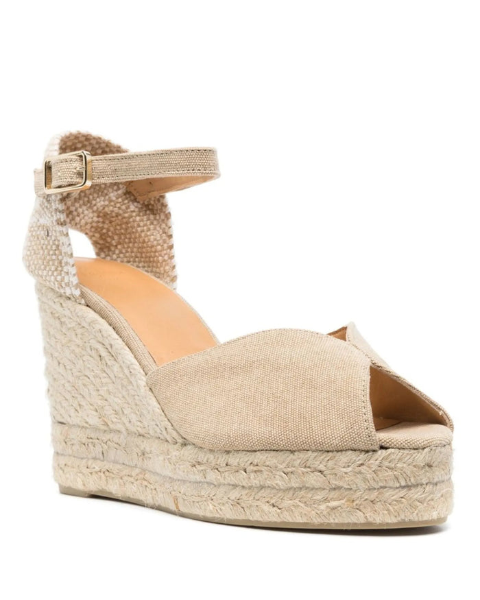 Bianca 8ED Sand Peeptoe Wedge Espadrille