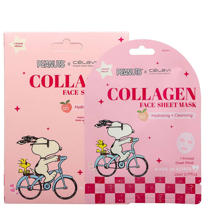 CELAVI X PEANUTS COLLAGEN FACE 5PC PRINTED SHEET