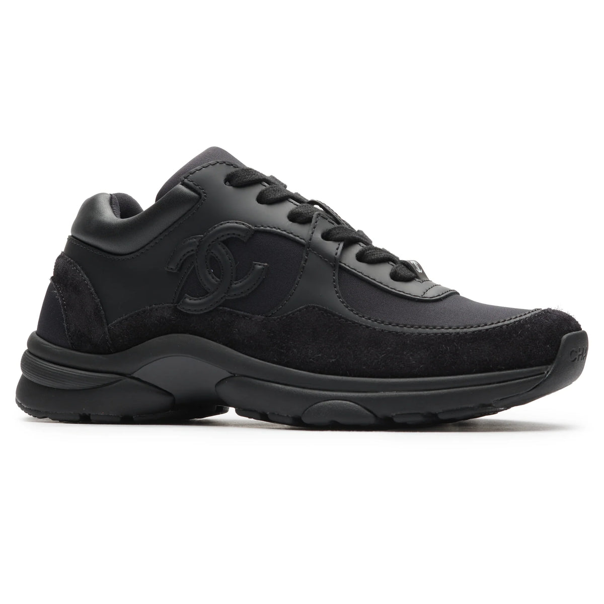 Chanel CC Logo Suede Triple Black Sneaker