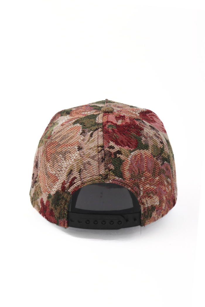 David And Young - Floral Print in Brocade 5 Panel Baseball Cap: Mauve
