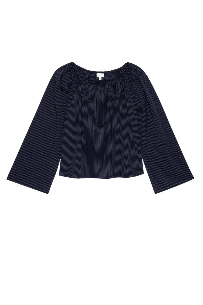 DONNI - Pop Pinstripe Tie Top in Navy