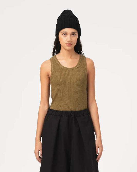 Girls of Dust - Military Rib Jersey Tank Top in Olive