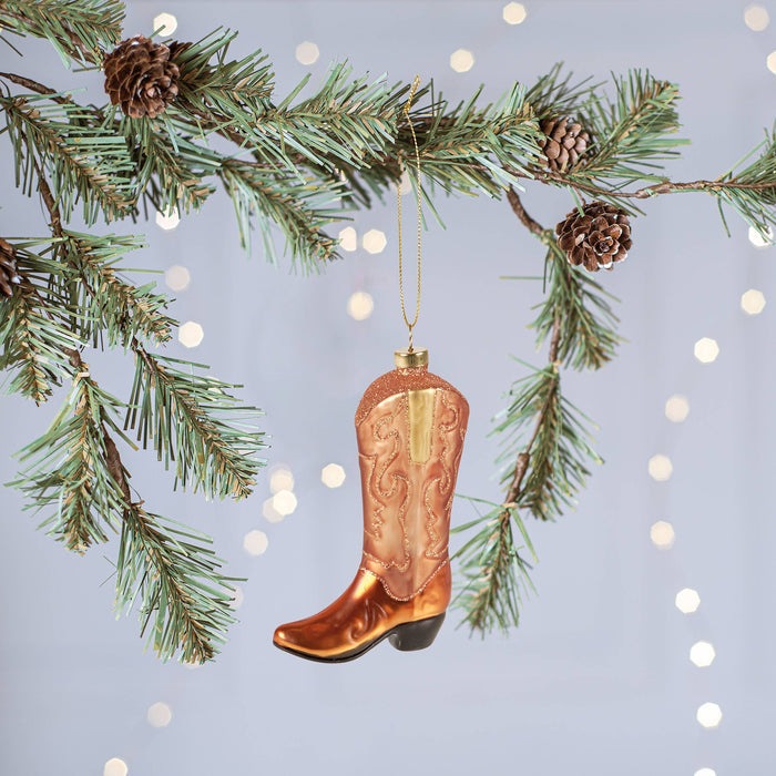 GLASS COWBOY BOOT ORNAMENT