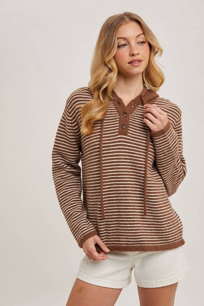 HENLEY SWEATER WITH HOODIE