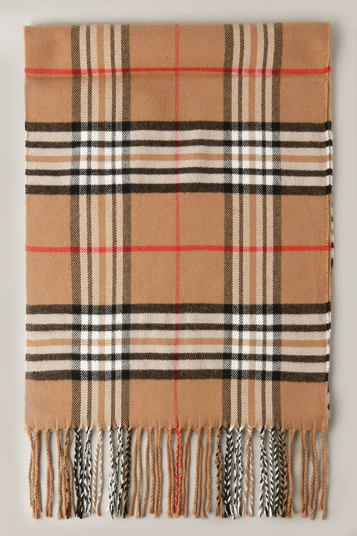 KHAKI CASHMERE FEEL SCARF
