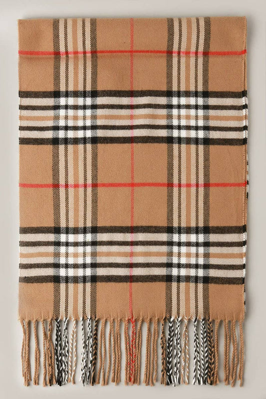 KHAKI CASHMERE FEEL SCARF