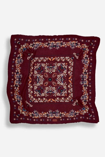 Maison Lecomte Flament – Wool Silk Blend Bandana in Secret Garden Burgundy