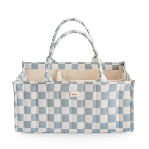 Mushie - Diaper Caddy in Blue Check