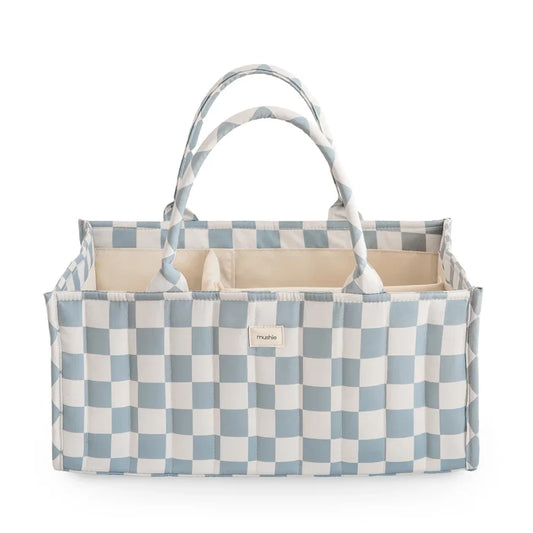 Mushie - Diaper Caddy in Blue Check