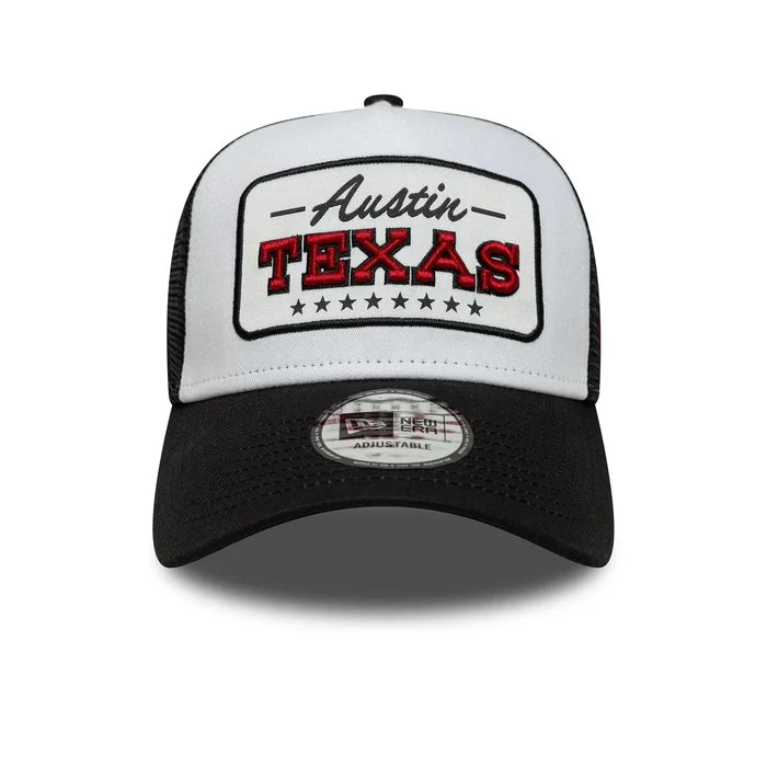 New Era Location Patch Black 9FORTY A-Frame Trucker Cap