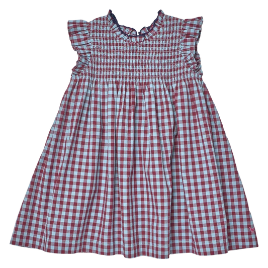 Pink Chicken – Girls Stevie Dress in Red, Light Blue Check