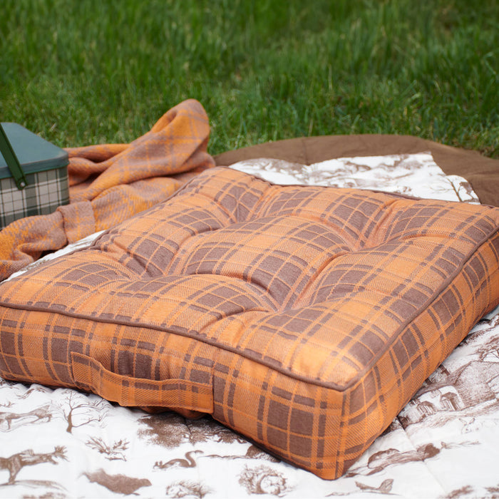 Primitives by Kathy - Orange Tartan Floor Pillow