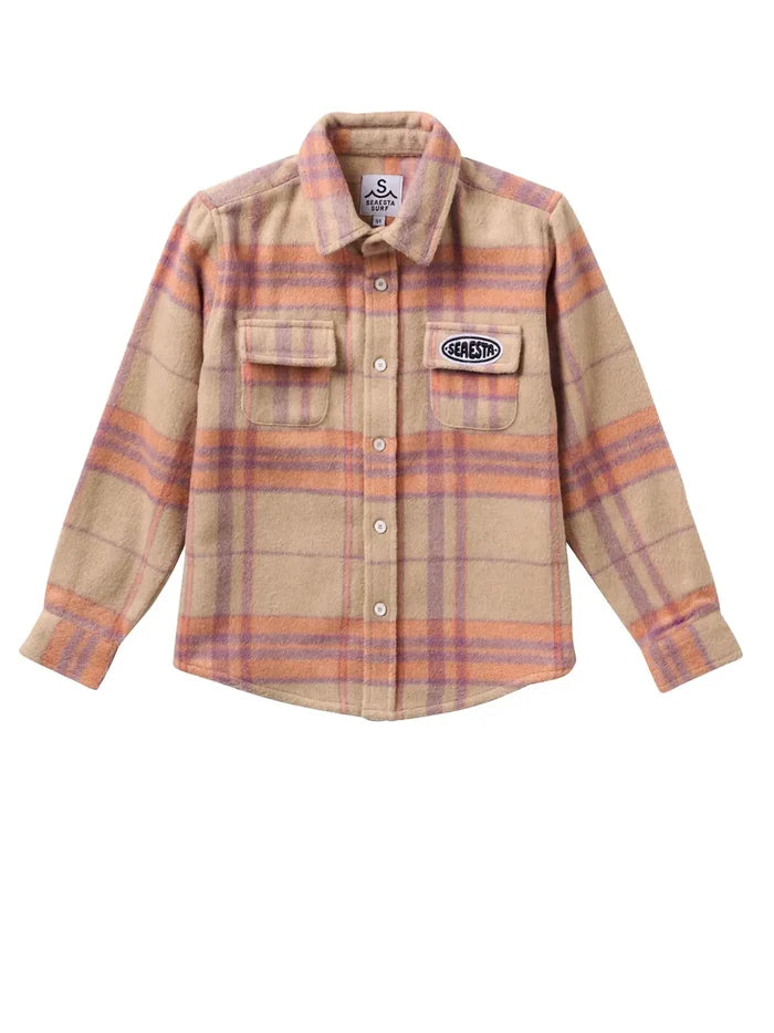 Seaesta Surf- Patch Flannel Shirt in Lavender