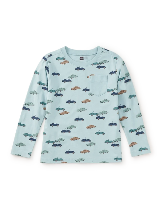 Tea Collection – Long Sleeve Pocket Tee in Mini Cars