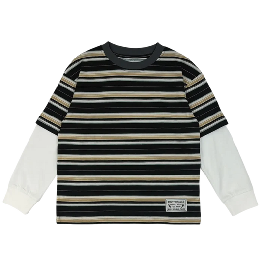 Tiny Whales – The 90s Long Sleeve Tee in Black