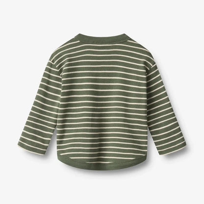 WHEAT – Osvald Long Sleeve Henley Shirt in Green Stripe