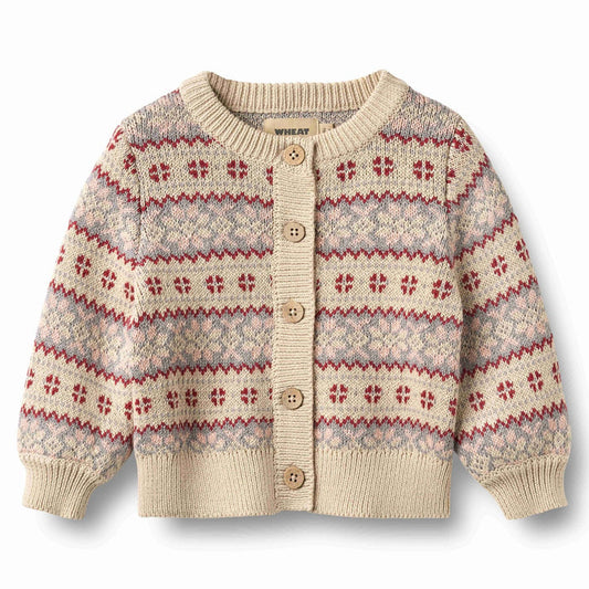 WHEAT – Vikki Jacquard Cardigan in Off White